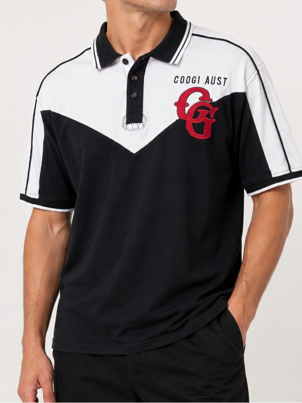 COOGI Varsity League Colorblock Embroidered Polo Shirt Men's L